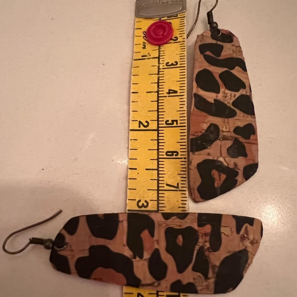 Leopard Cork Fabric Earrings - Picture 3 of 4